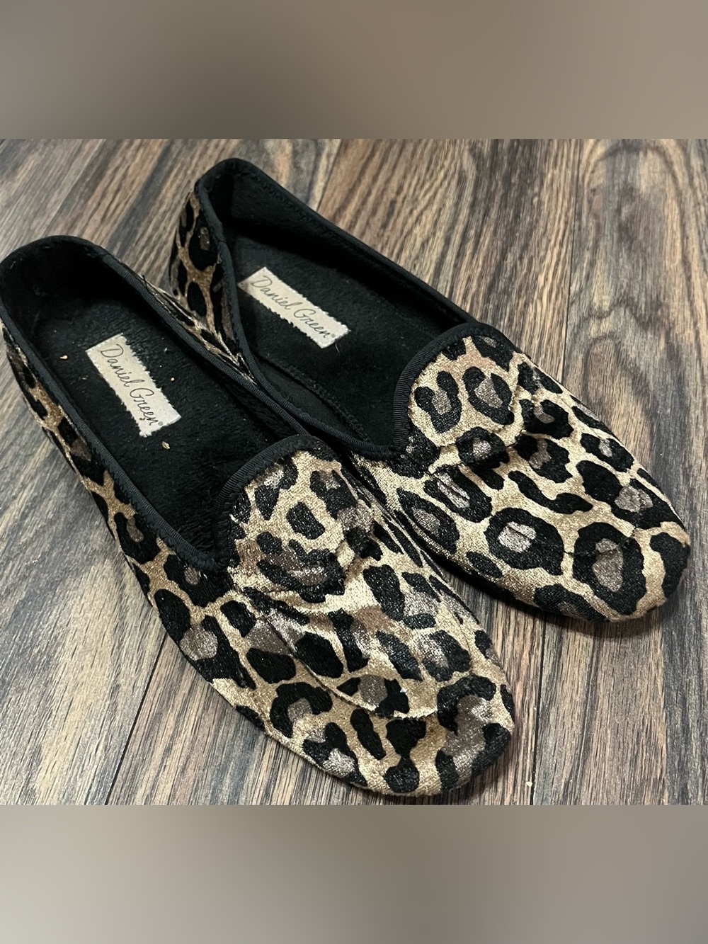 Daniel Green Leopard-Print Ballet Flats - Black & Gold
